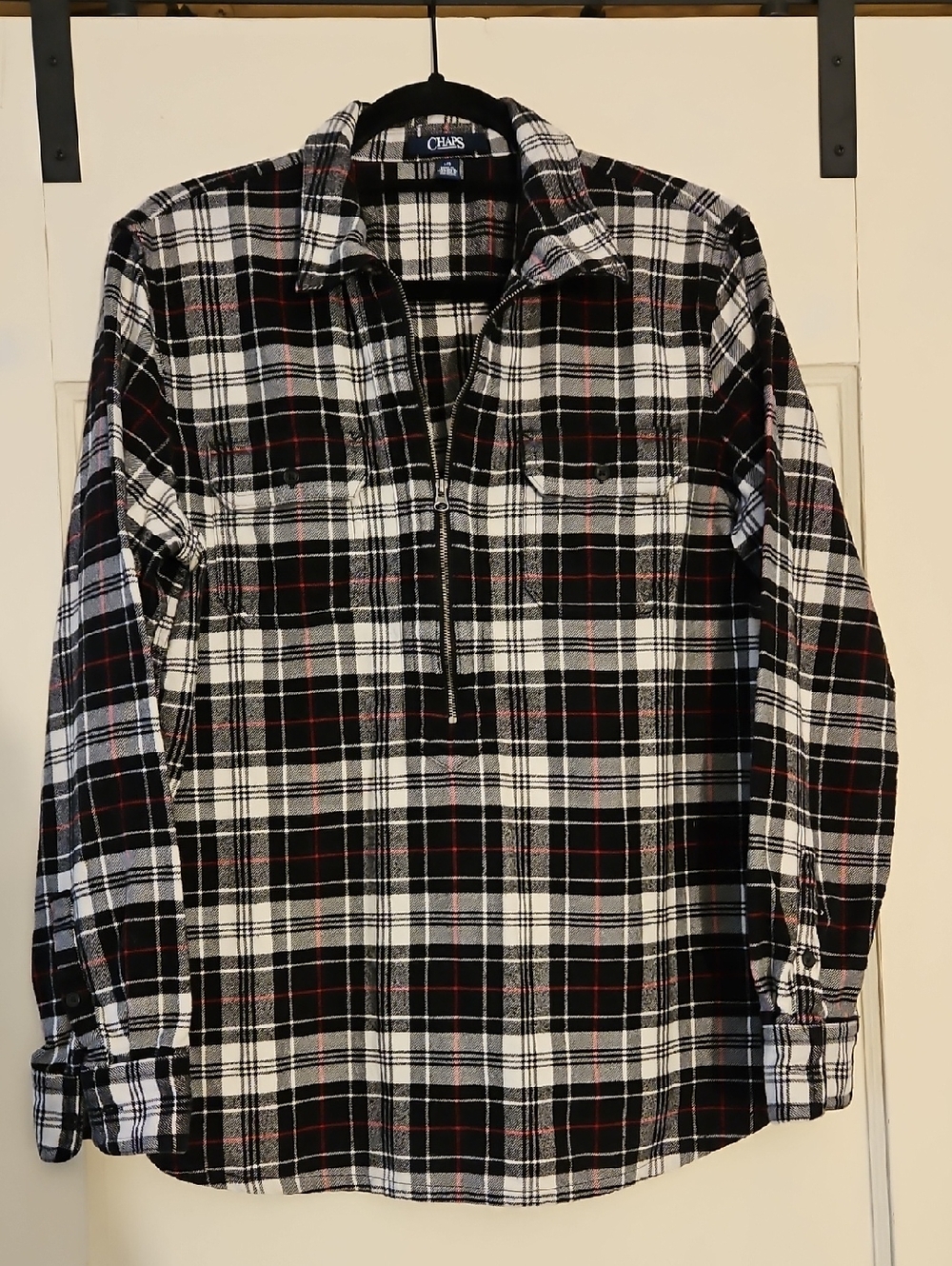 Chaps Flannel Half Zip Pullover